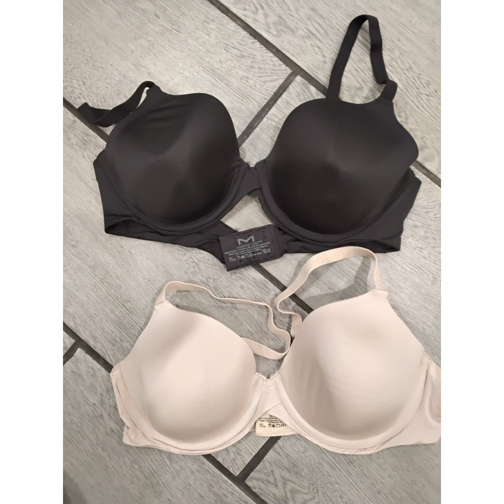 Maidenform Black Beige Bra T-shirt Everyday Comfort Underwire 36C Lot of 2